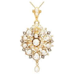Antique 5.06 Carat Diamond and Yellow Gold Pendant or Brooch