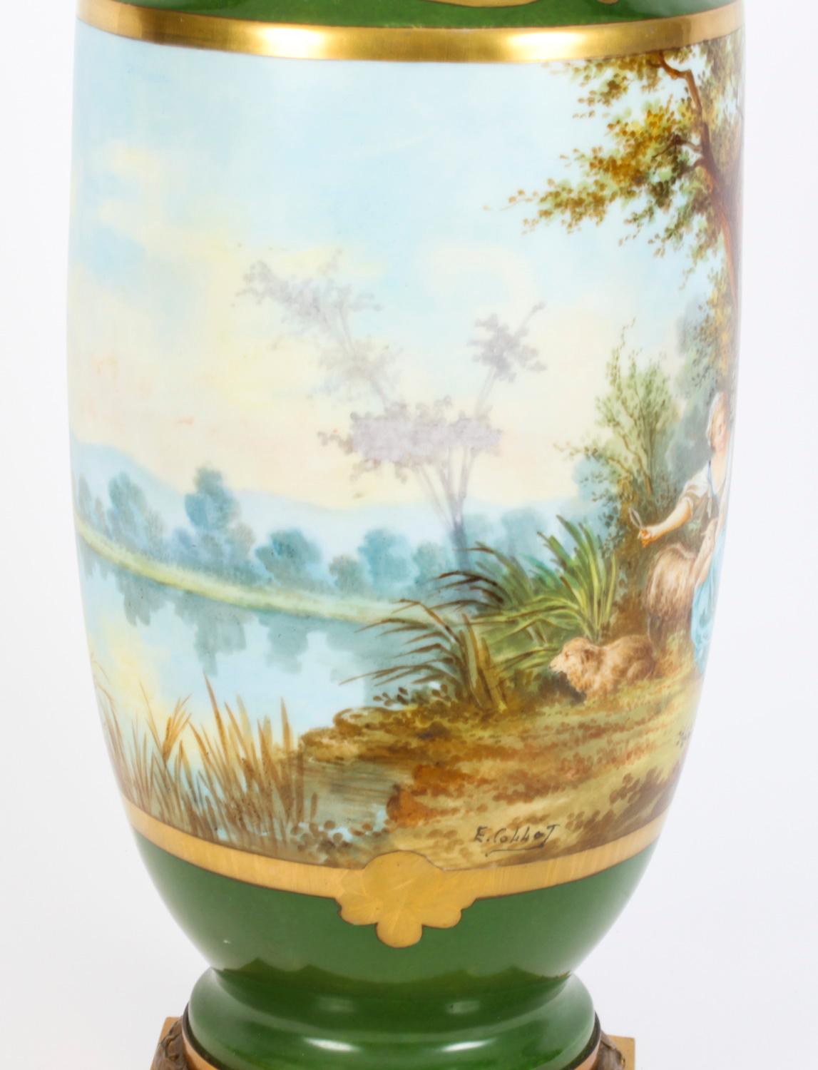 Antique French Sevres Ormolu Mounted Porcelain Vase 19th C 8