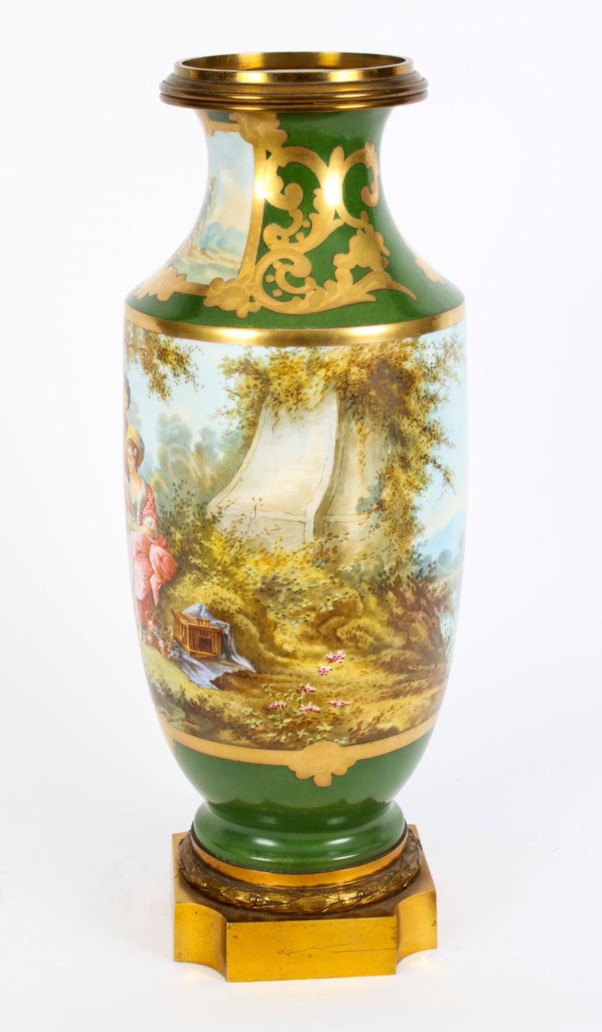 Antique French Sevres Ormolu Mounted Porcelain Vase 19th C 2