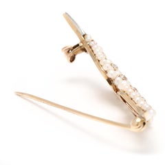 Antique .50ctw Diamond & Seed Pearl Wings Brooch, 14K Yellow Gold, Victorian