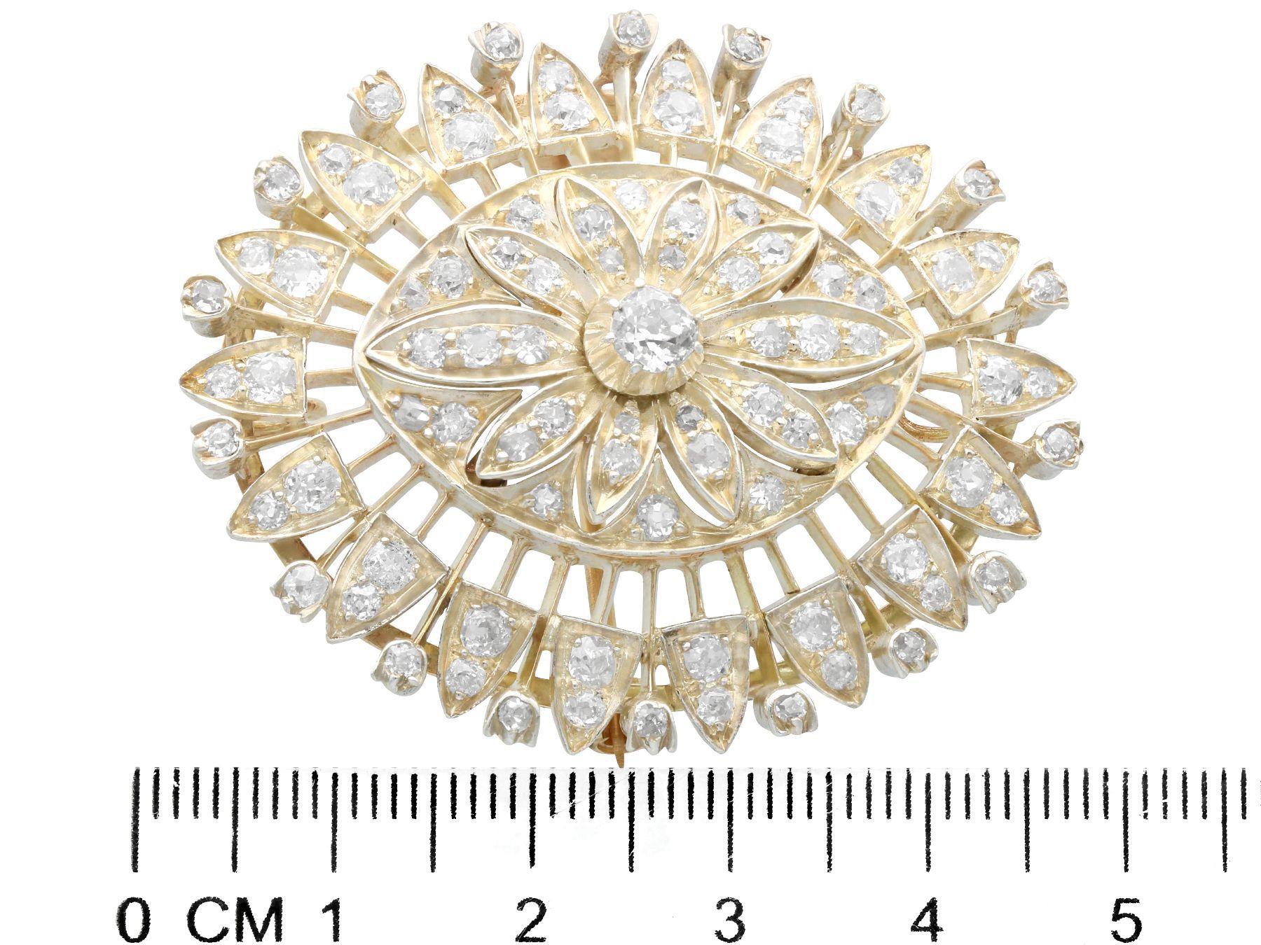 Antique 5.24 Carat Diamond and Yellow Gold Pendant / Brooch 3