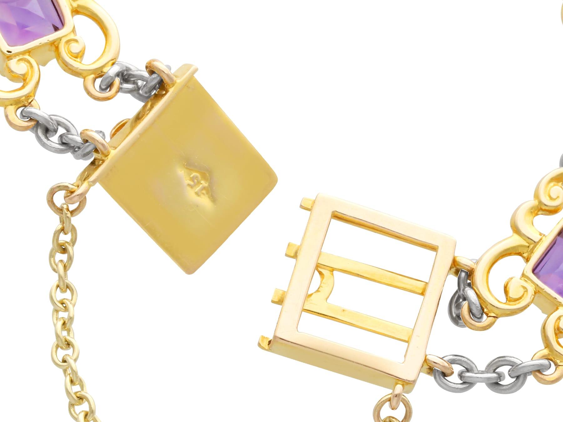 Bracelet ancien en or jaune 15 carats, perles et améthyste de 5,25 carats en vente 1