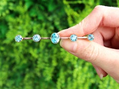 Antique 5.46 Carat Oval Cut High Zircon and Yellow Gold Bar Brooch