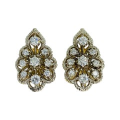 Antique 5.50 Carat Diamonds Total Weight Earrings and Pendant Necklace Set 14k