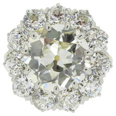 Antique 5.50 Carat Old Cut Diamond Cluster Ring