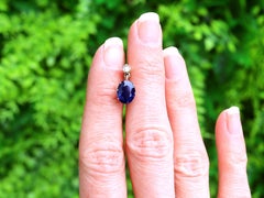 Orecchini pendenti antichi in oro bianco 9K con zaffiro e diamante da 5,50 carati