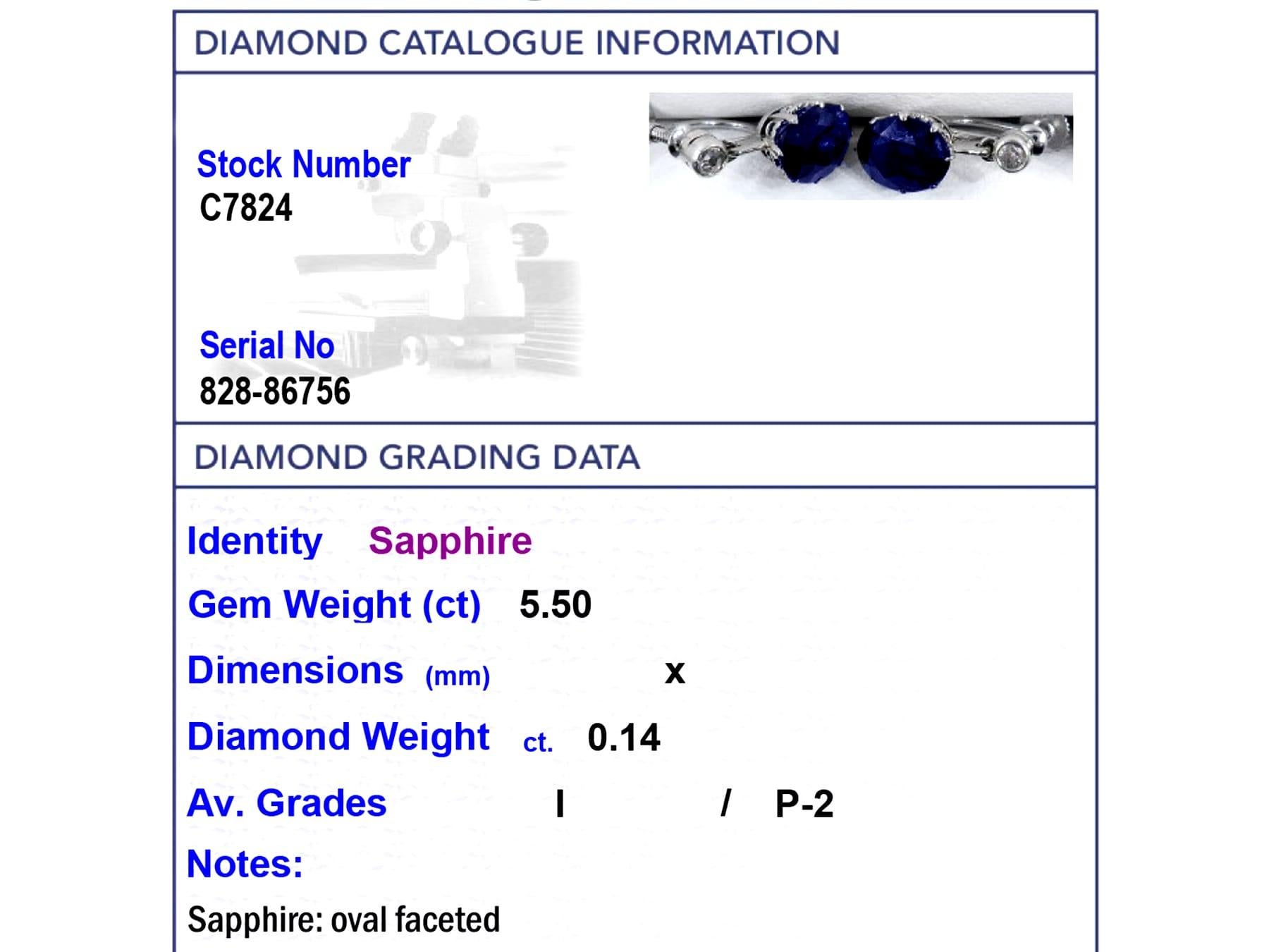Antique 5.50 Carat Sapphire and Diamond 9k White Gold Drop Earrings For Sale 3