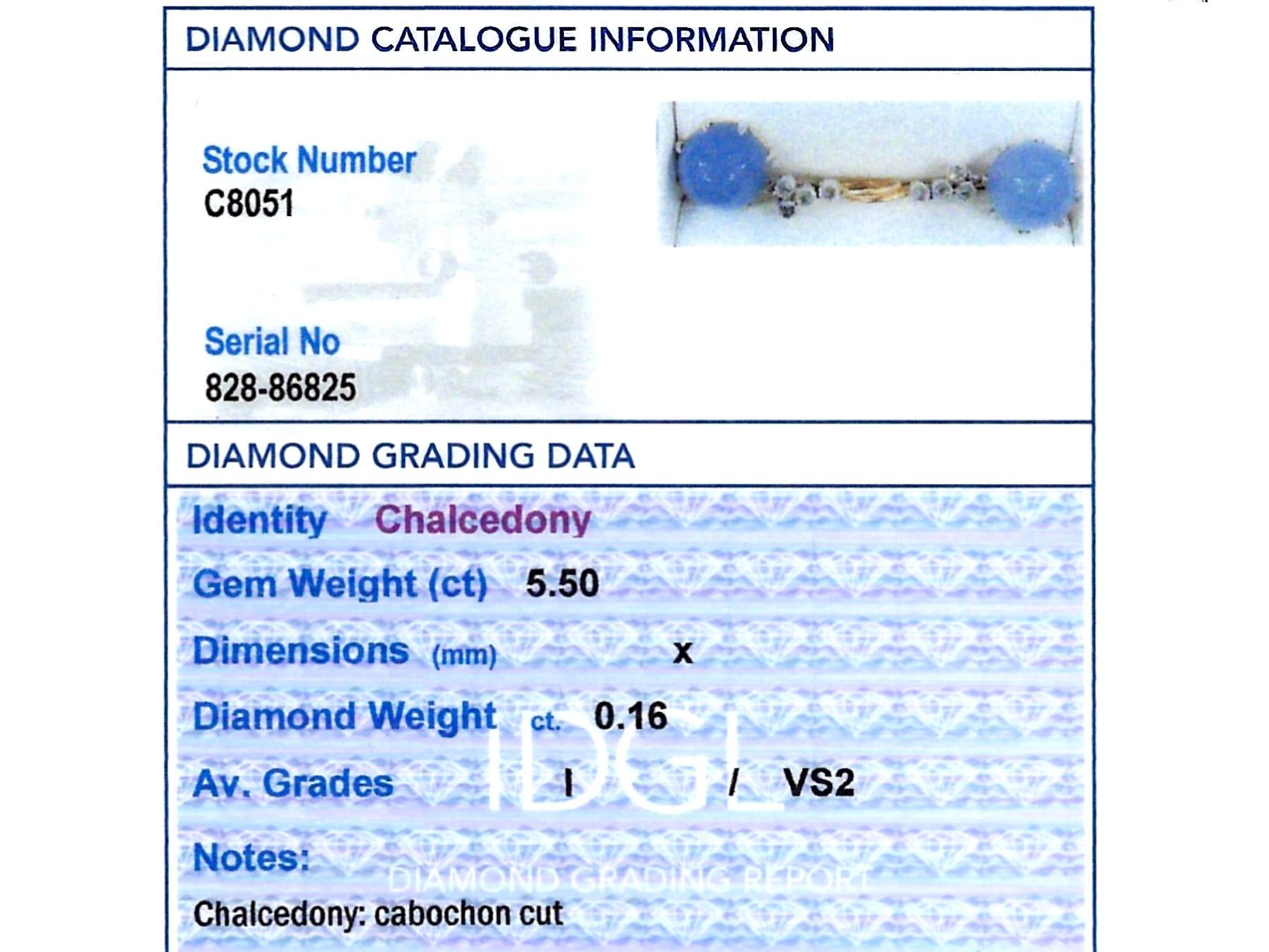 Antique 5.50Ct Chalcedony 0.10Ct Diamond 15k Yellow Gold Drop Earrings 1