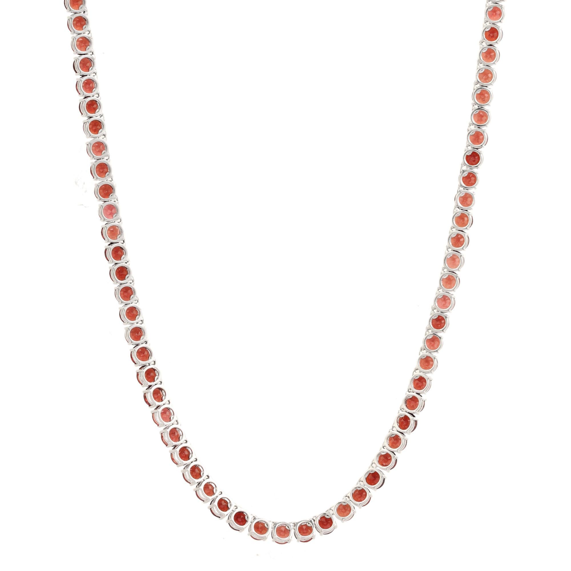 Antica collana da tennis con granato naturale da 55,46 carati in argento per regali di nozze In condizioni Nuovo in vendita a New York, NY