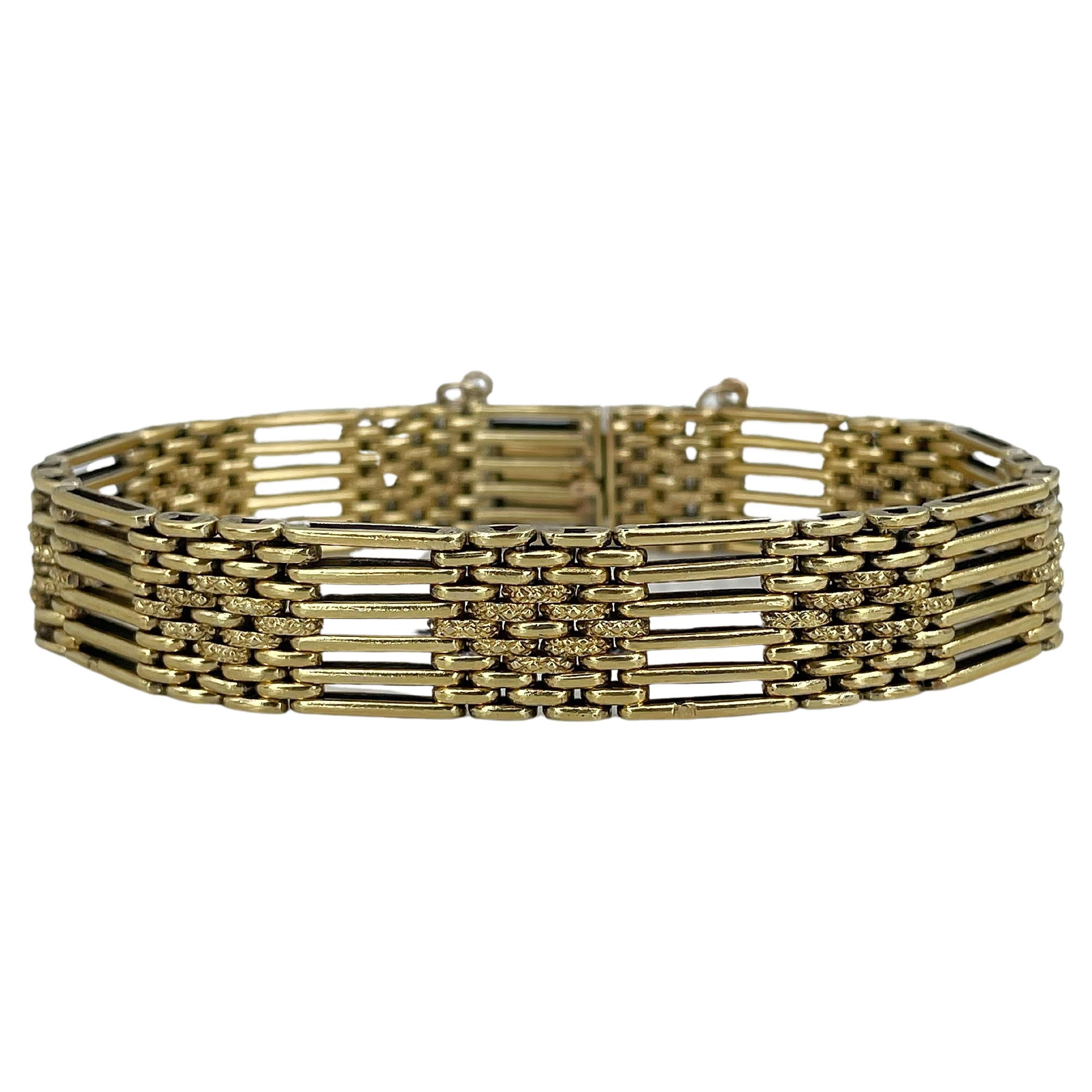 Vintage 9ct Gold Heavy 5 Bar Gate Padlock Bracelet 375 Purity Thick ASJ