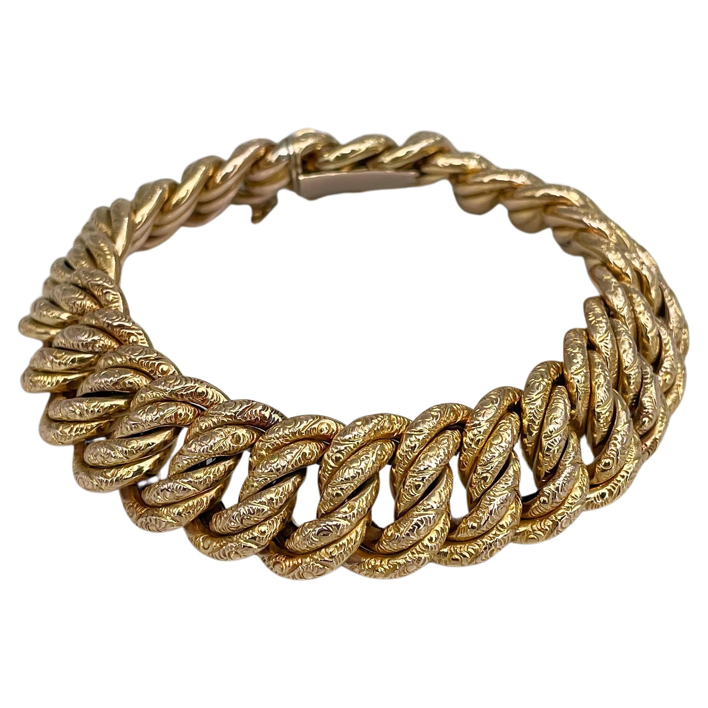 Antique 56 Hallmark Gold Wide Chain Link Bracelet