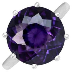 Antique 5.62ct Round Cut Amethyst Cocktail Ring, Platinum, Circa 1930