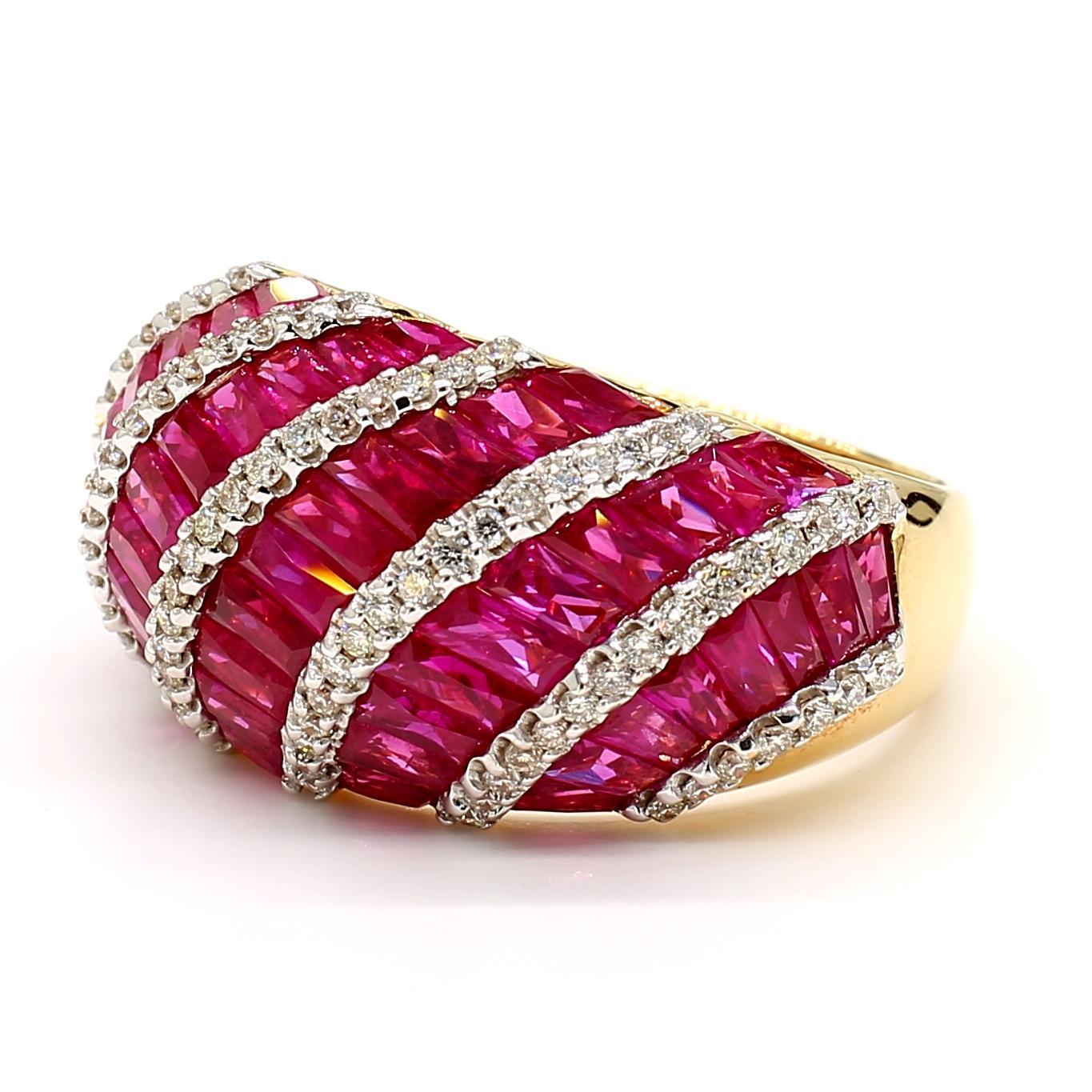 Bague ancienne en or 18K de 5,63 carats de rubis et de diamants Bon état - En vente à New York, NY