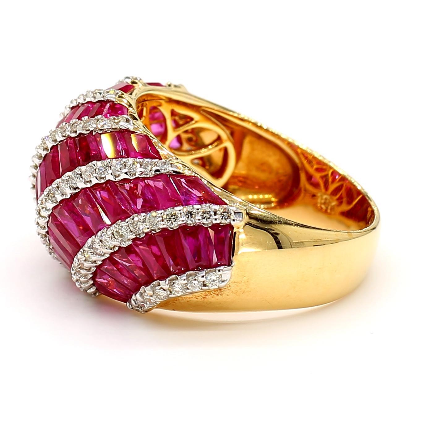 Bague ancienne en or 18K de 5,63 carats de rubis et de diamants Pour femmes en vente