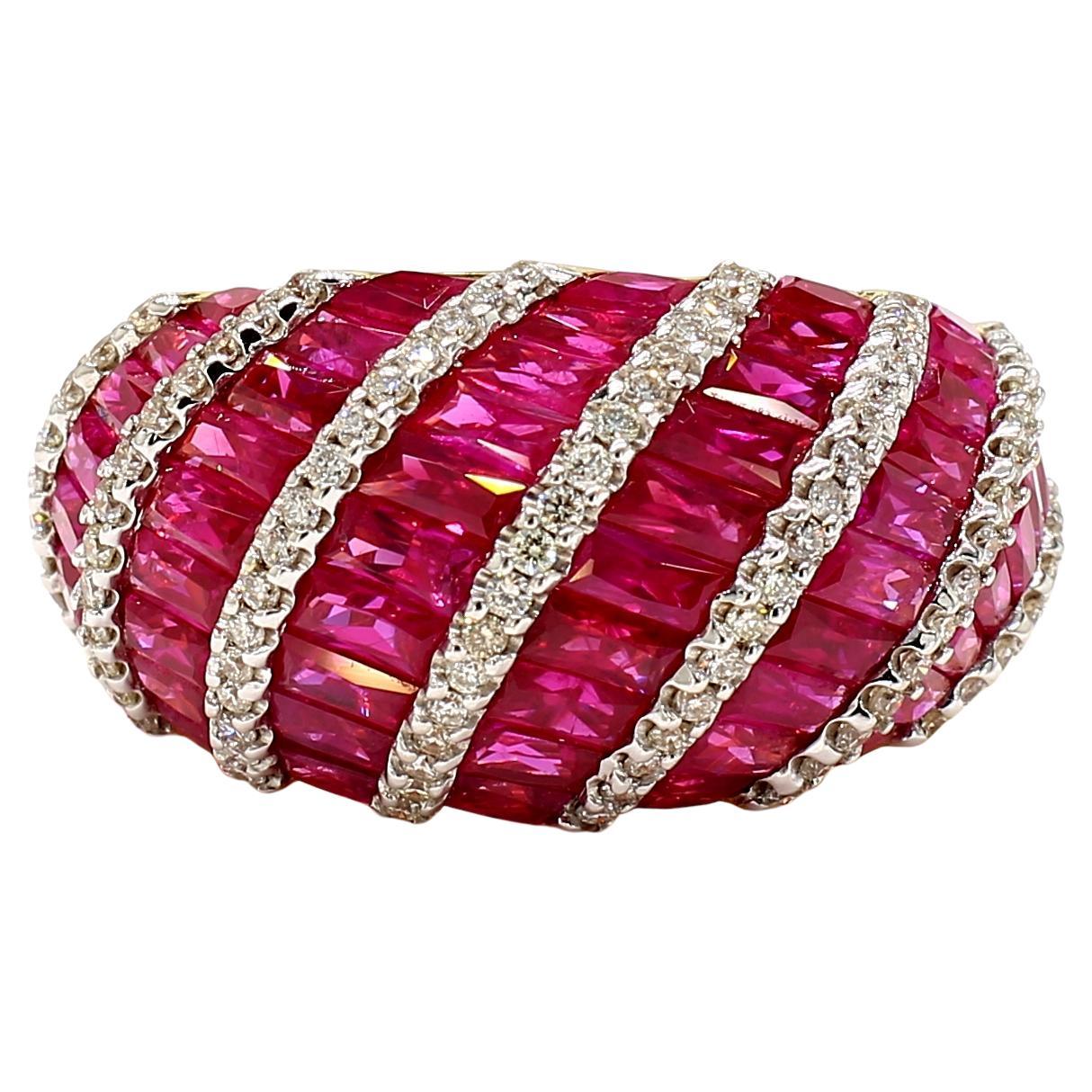 Antique 5.63 Carat Ruby Diamond 18K Gold Ring