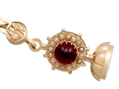 Antique 5.79 Carat Garnet and Pearl Rose Gold Albertina Watch Chain