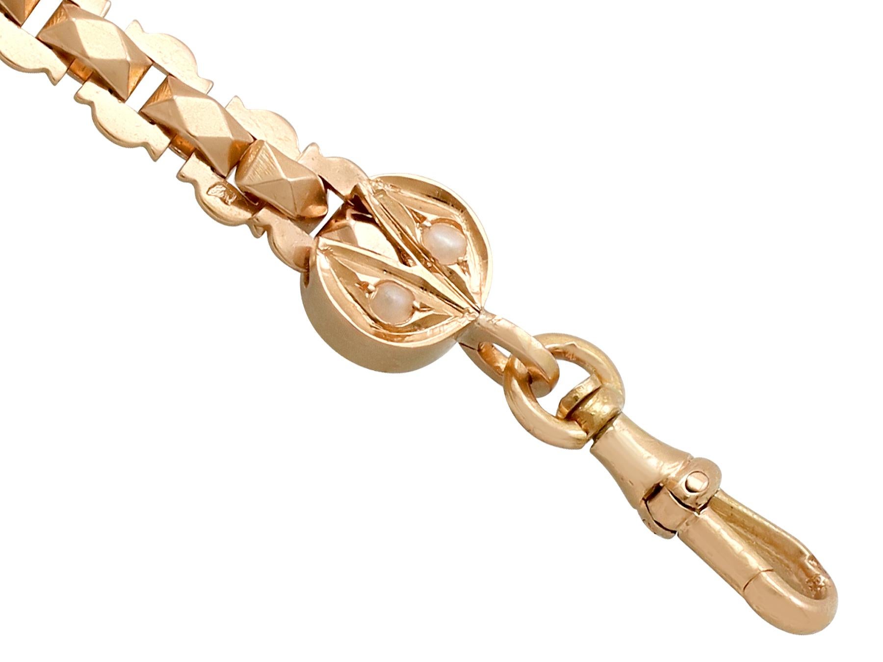 Antique 5.79 Carat Garnet and Pearl Rose Gold Albertina Watch Chain 1