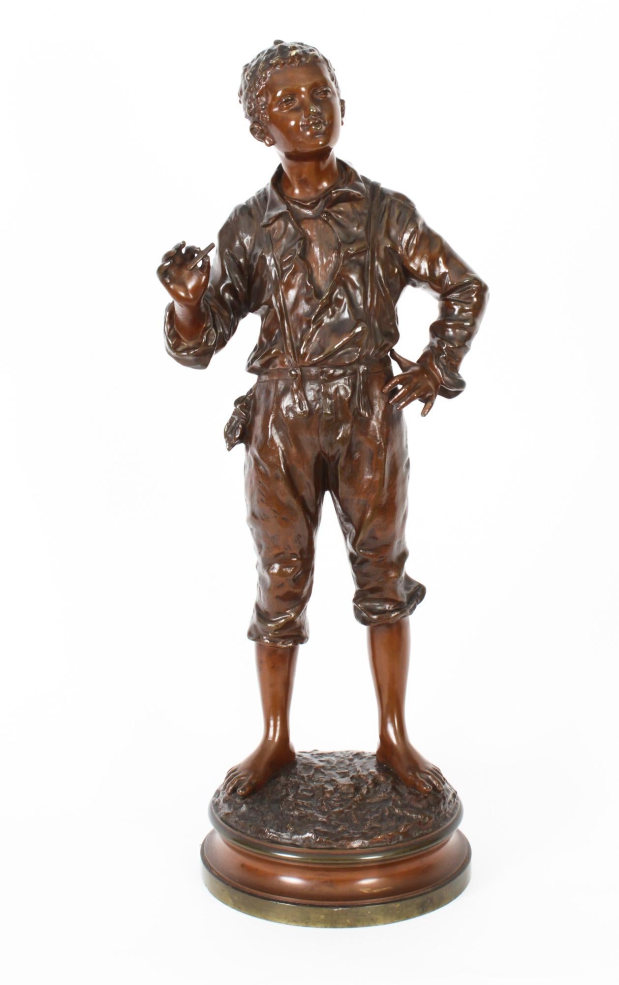 Bronzo Riccio antico in bronzo di Charles Anfrie, 1833-1905', XIX secolo in vendita