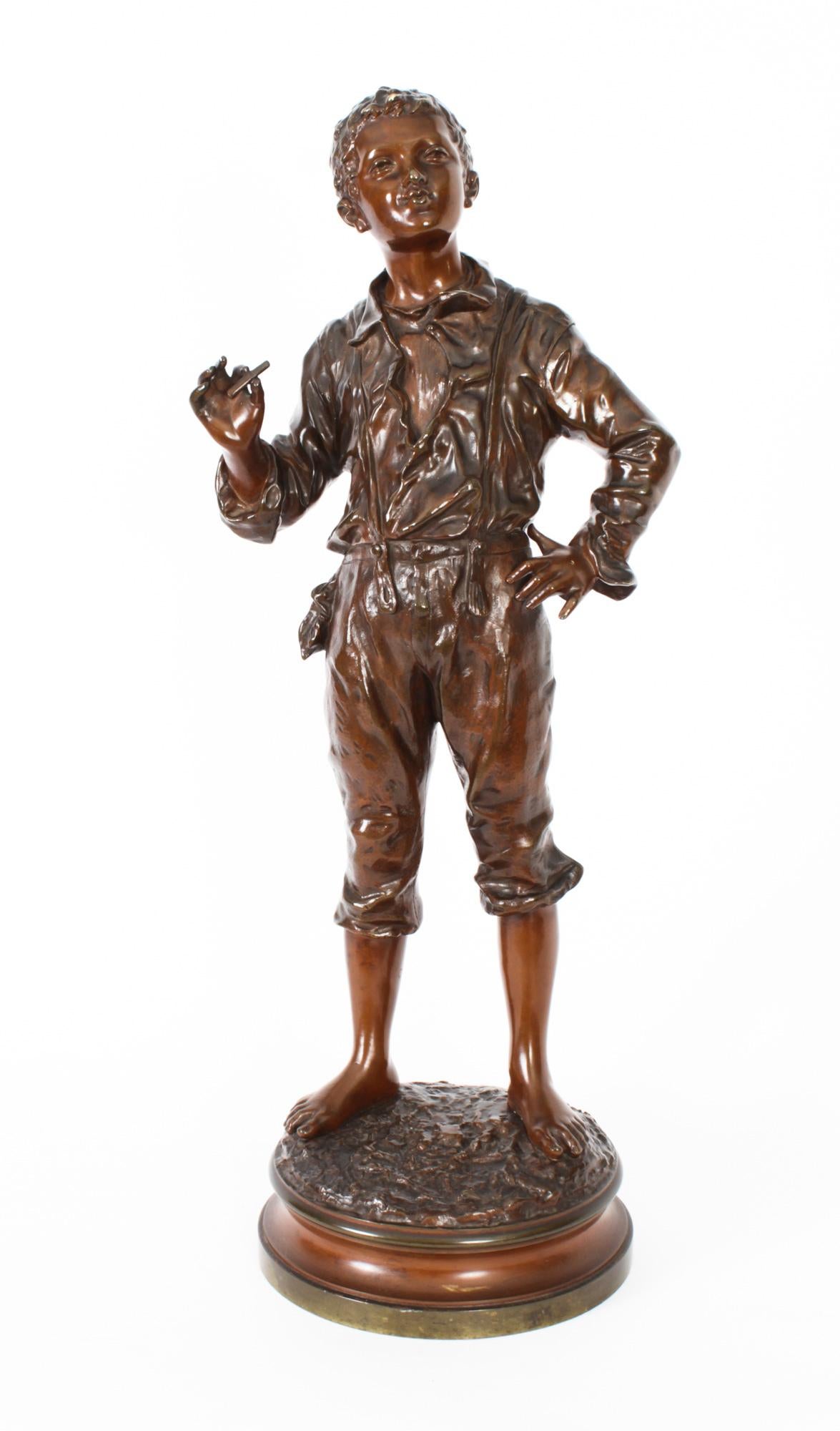 Antique Bronze Street Urchin by Charles Anfrie, 1833-1905', 19th Century In Good Condition For Sale In London, GB