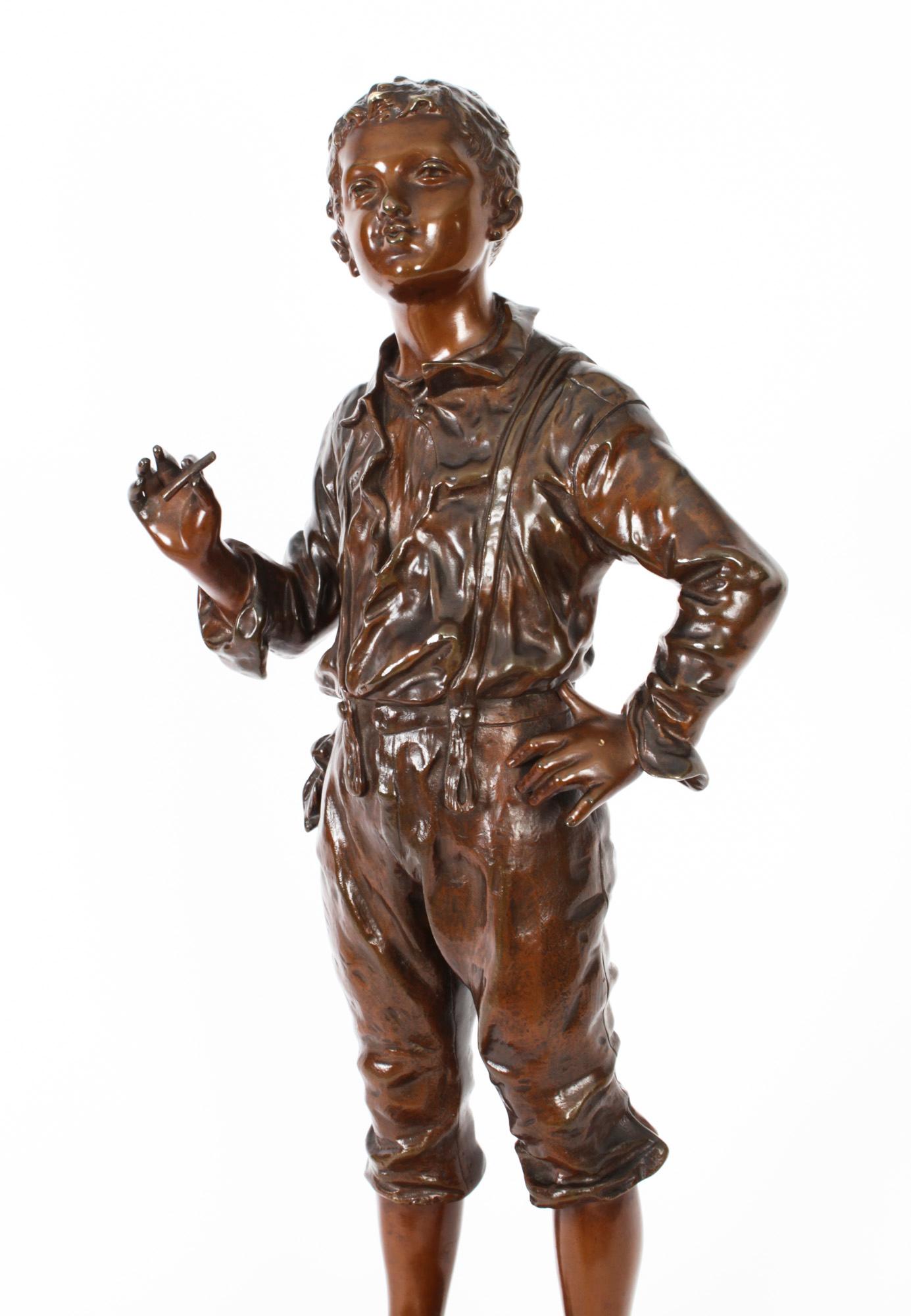 Late 19th Century Antique Bronze Street Urchin by Charles Anfrie, 1833-1905', 19th Century For Sale