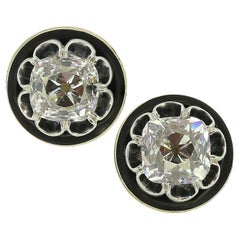 Boucles d'oreilles anciennes en émail et diamant Peruzzi de 5,80 carats