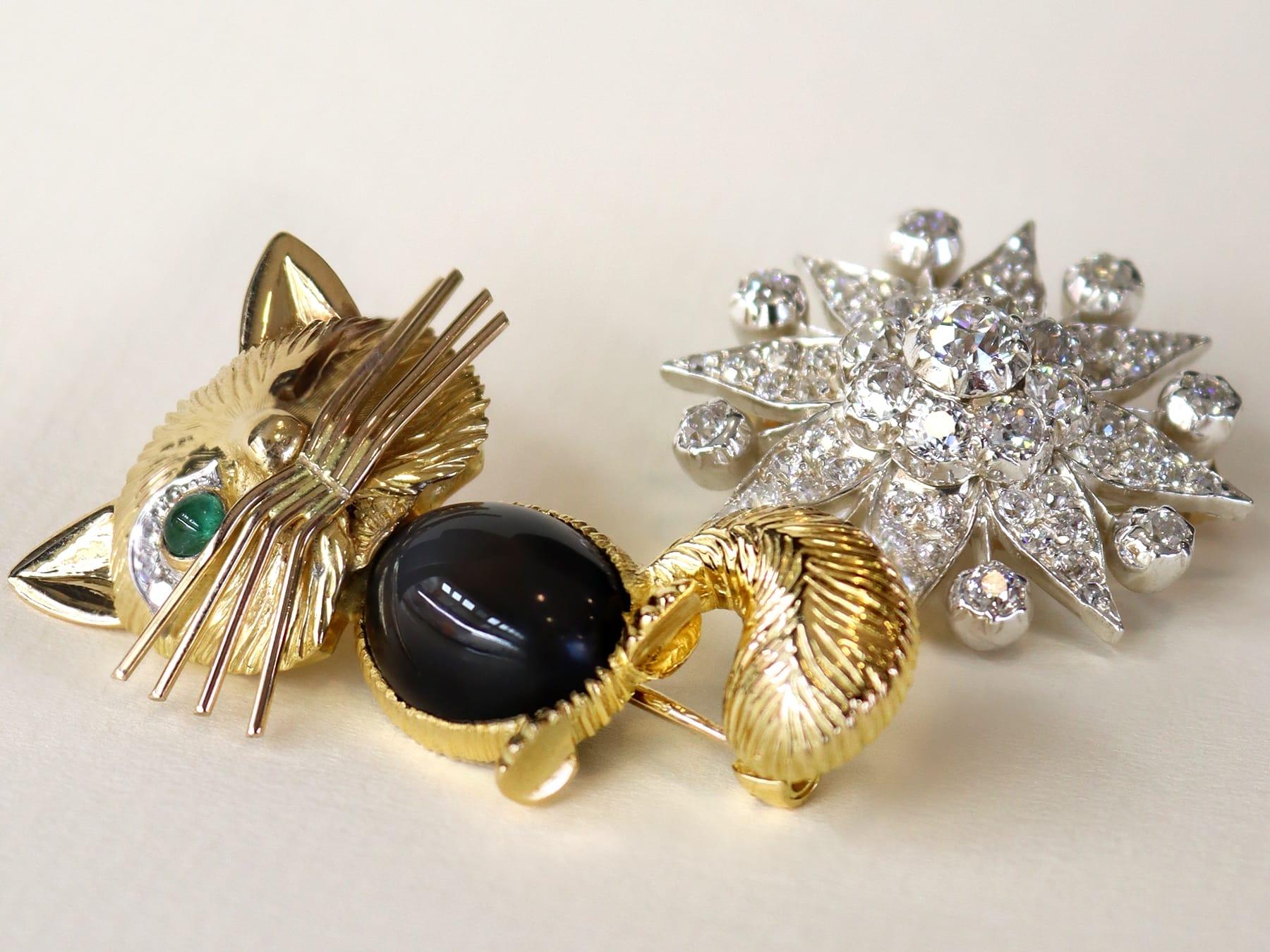 Antiguo Broche Estrella de Plata y Diamantes de 5,88 Quilates Circa 1910 Corte europeo antiguo en venta