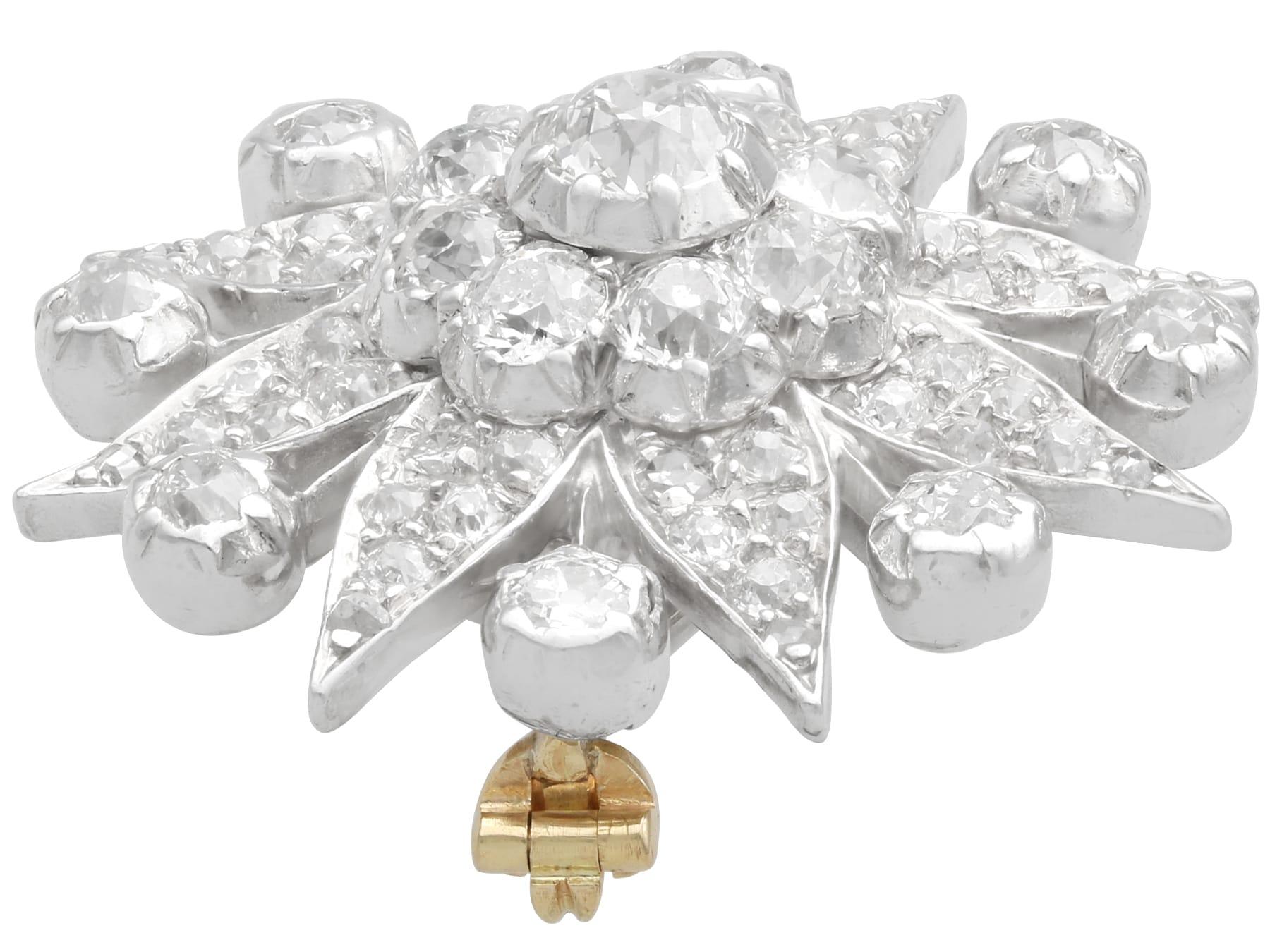 Antiguo Broche Estrella de Plata y Diamantes de 5,88 Quilates Circa 1910 en Excelente estado para la venta en Jesmond, Newcastle Upon Tyne