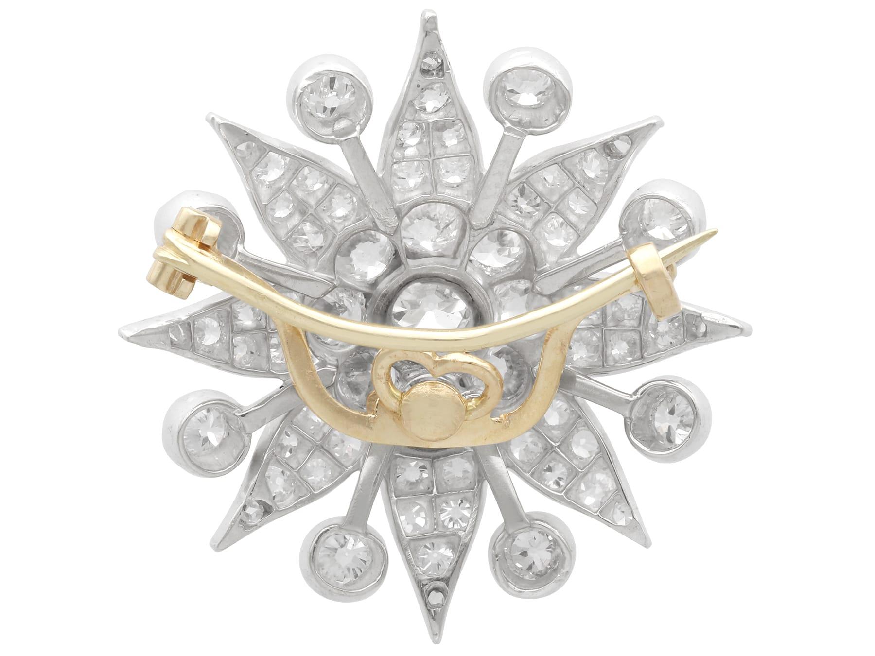 Antiguo Broche Estrella de Plata y Diamantes de 5,88 Quilates Circa 1910 en venta 1