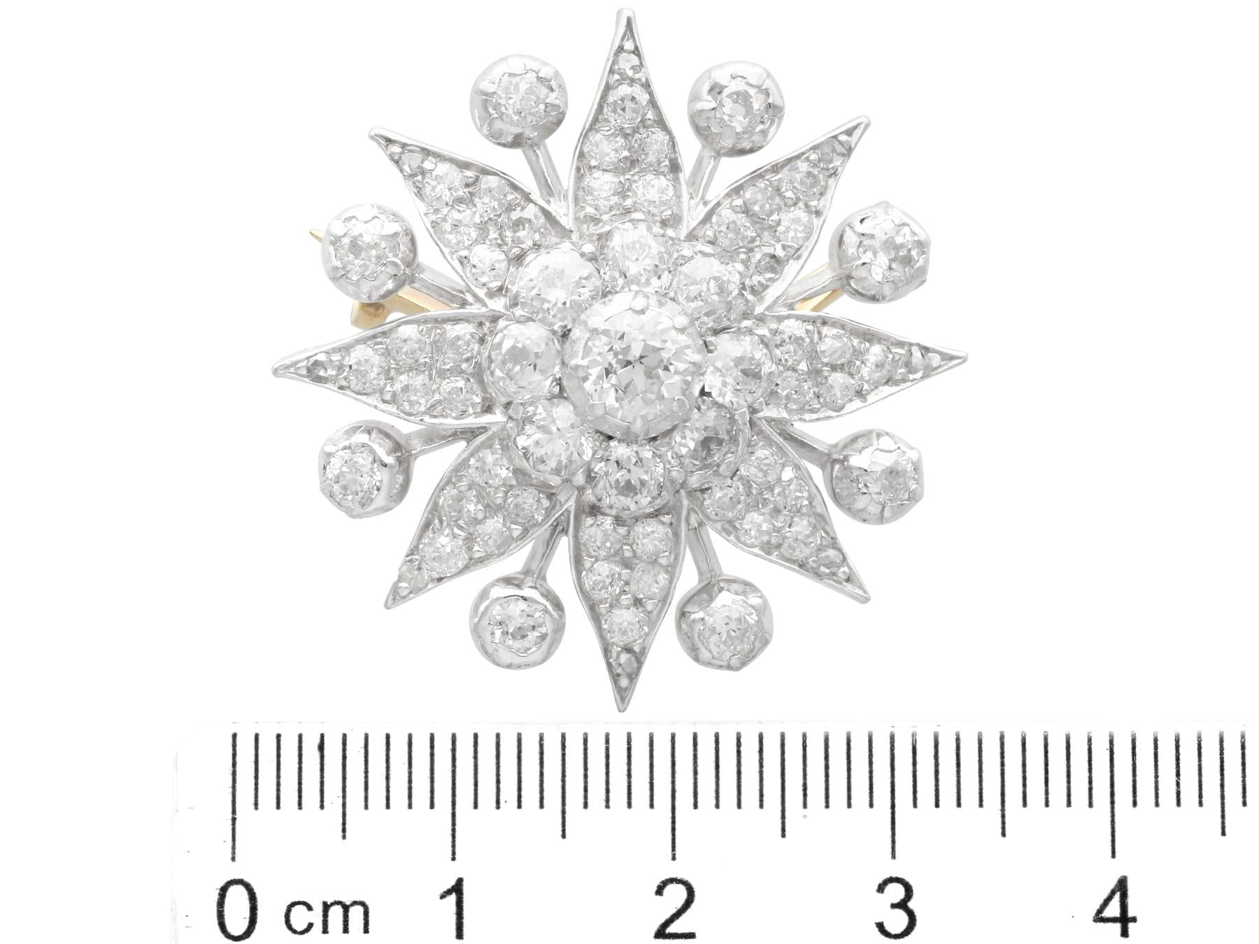 Antiguo Broche Estrella de Plata y Diamantes de 5,88 Quilates Circa 1910 en venta 3