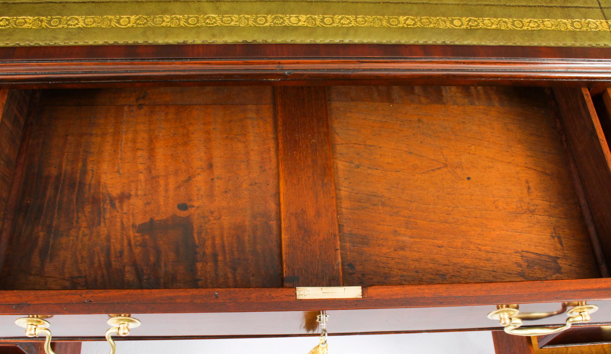 Antique George III Mahogany Pedestal Partners Desk 19th Century 5