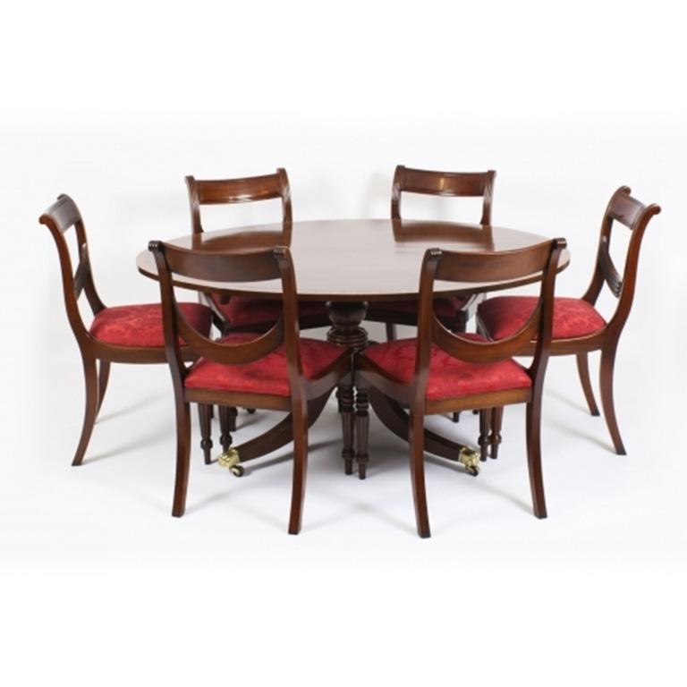 Antique Oval Regency Flame Mahogany Dining Table 19th C For Sale 1