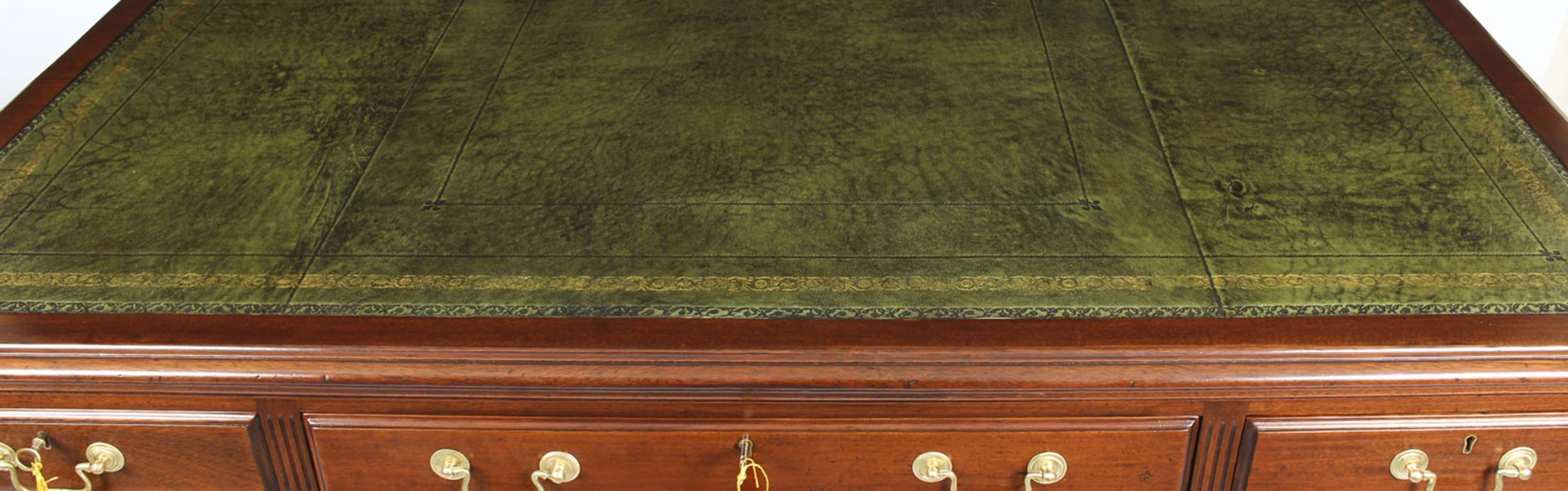 Anglais Bureau à piédestaux victorien ancien en acajou, XIXe siècle en vente