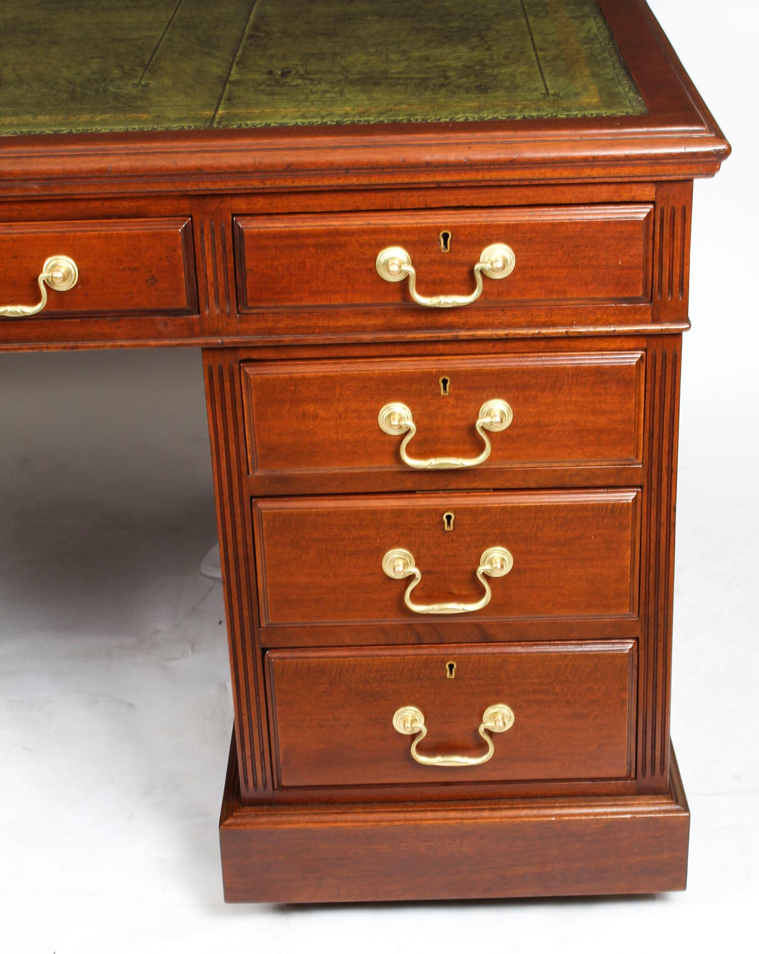 Late 19th Century Antique Victorian Mahogany Partners Pedestal Desk, 19th Century For Sale