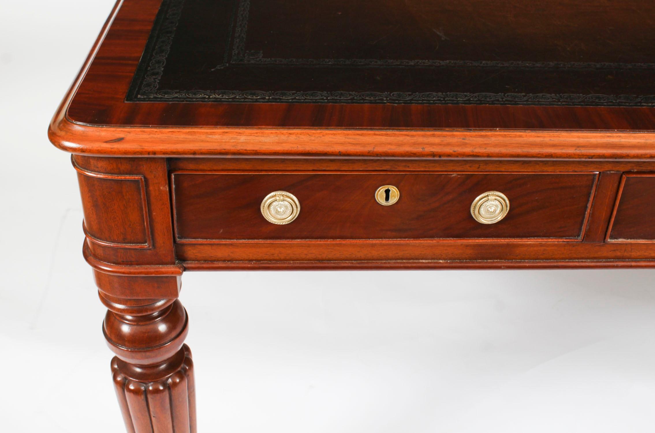 Antique 5ft William IV 6 Drawer Partners library Writing Table Desk 19th Century 7