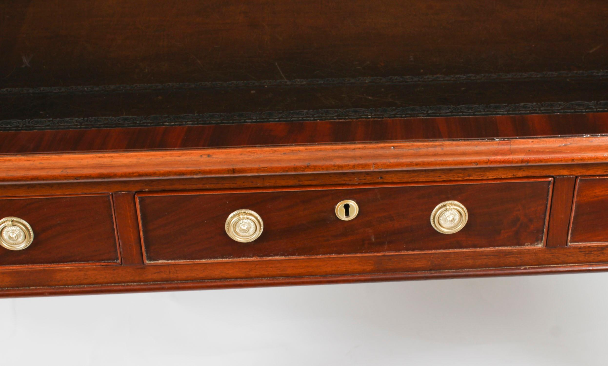 Antique 5ft William IV 6 Drawer Partners library Writing Table Desk 19th Century 8
