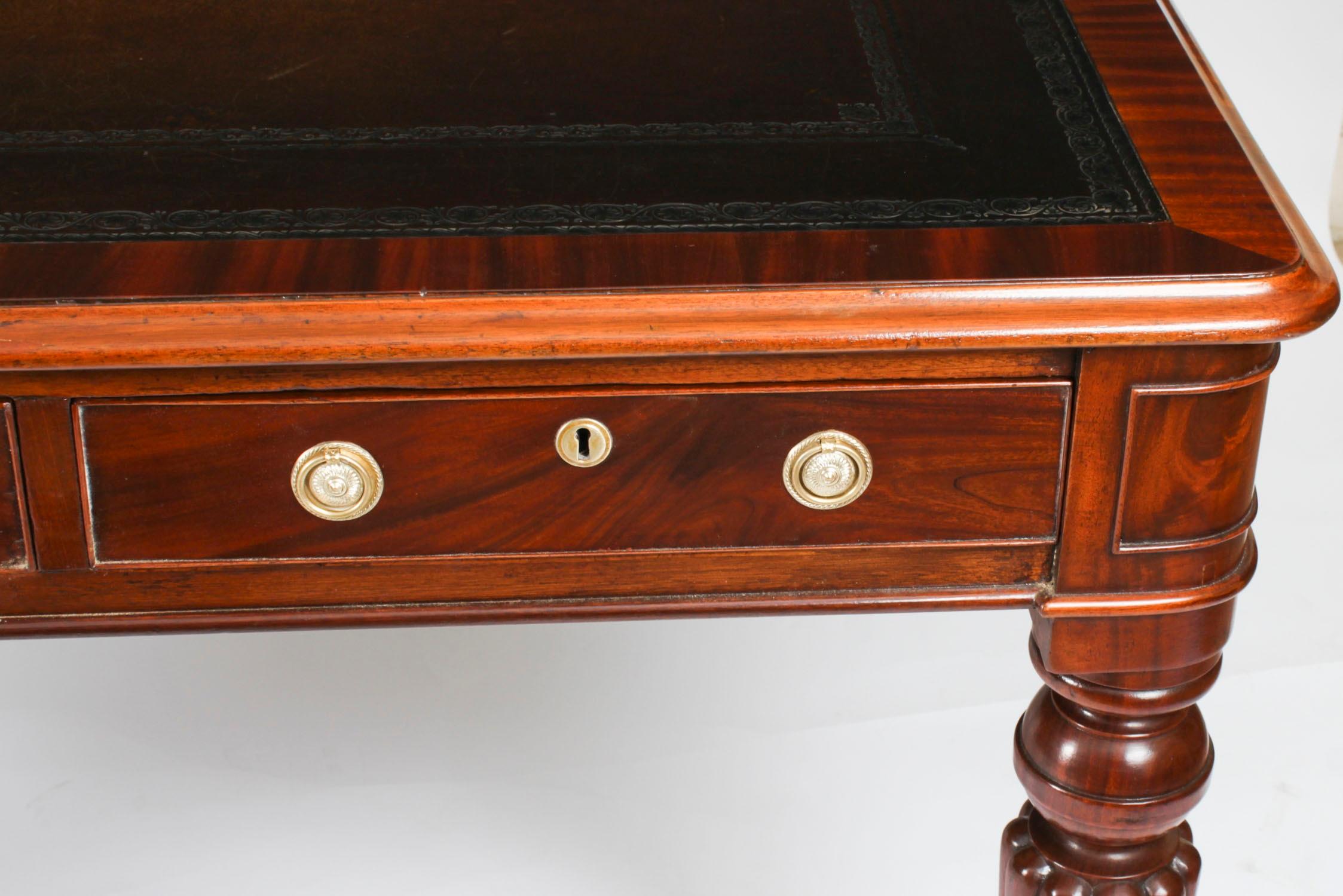 Antique 5ft William IV 6 Drawer Partners library Writing Table Desk 19th Century 9