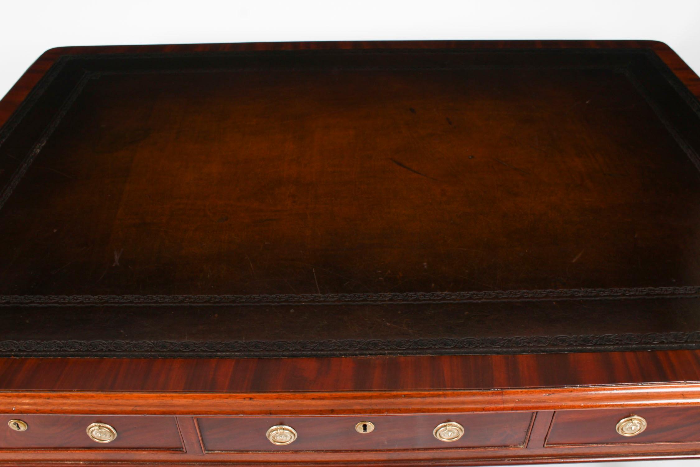 Antique 5ft William IV 6 Drawer Partners library Writing Table Desk 19th Century 10