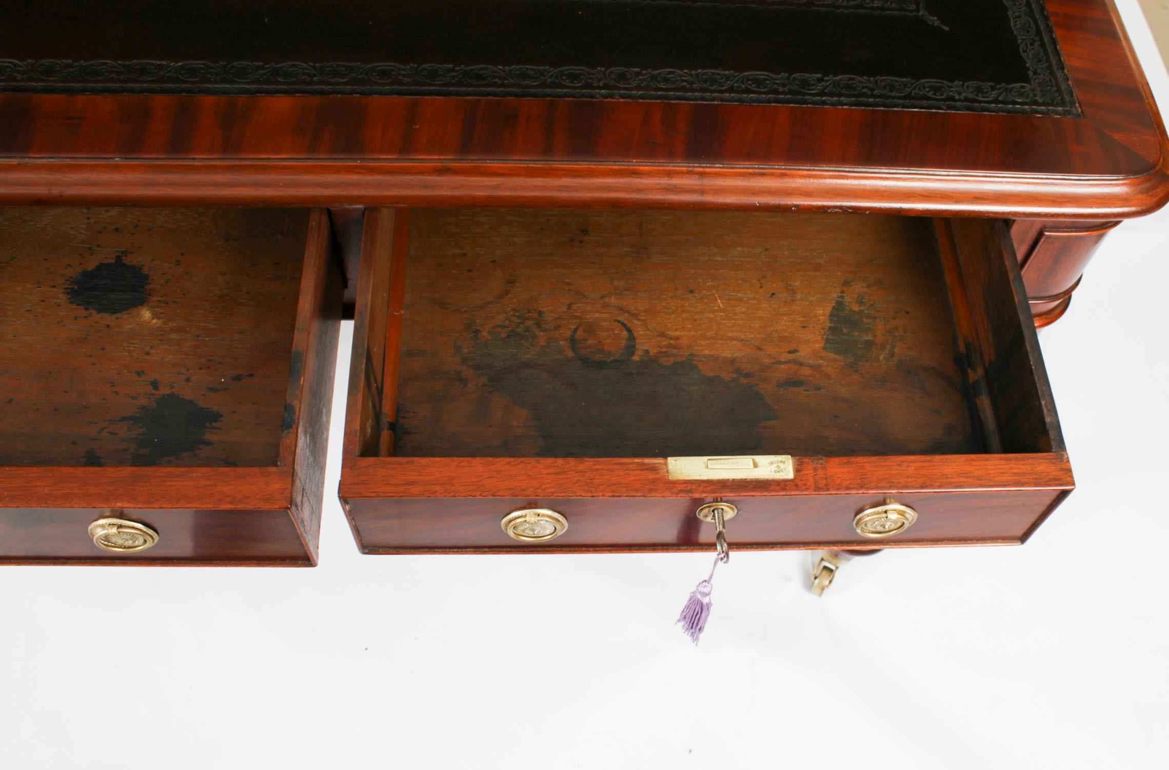Antique 5ft William IV 6 Drawer Partners library Writing Table Desk 19th Century 13