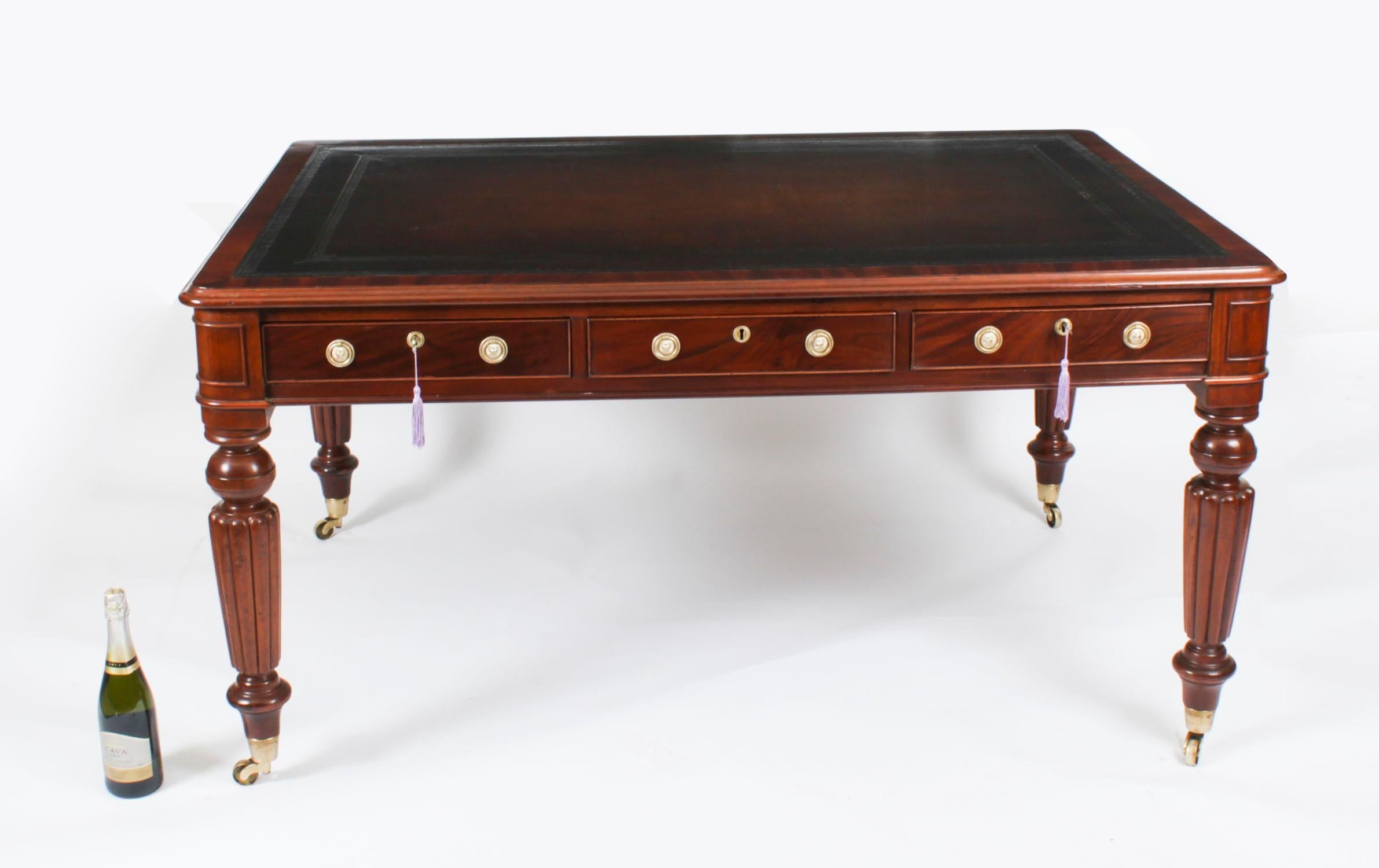 Antique 5ft William IV 6 Drawer Partners library Writing Table Desk 19th Century 14