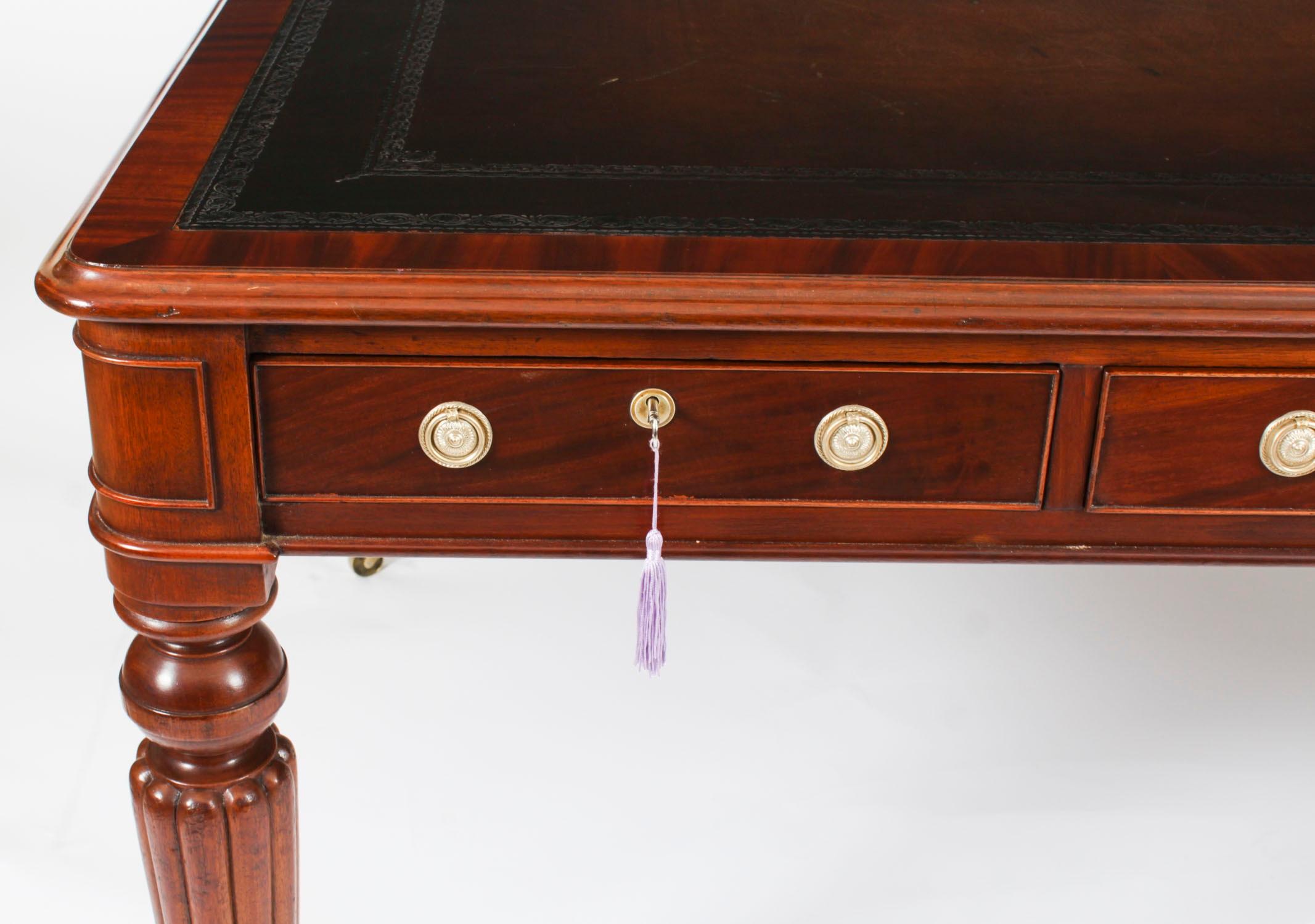 Antique 5ft William IV 6 Drawer Partners library Writing Table Desk 19th Century In Good Condition In London, GB