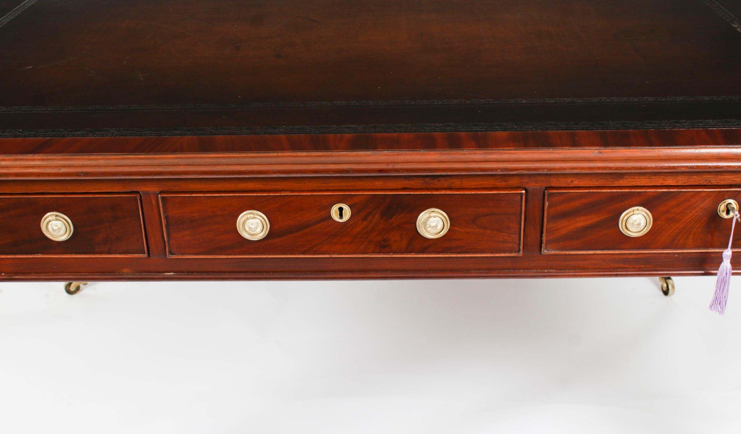 Mid-19th Century Antique 5ft William IV 6 Drawer Partners library Writing Table Desk 19th Century