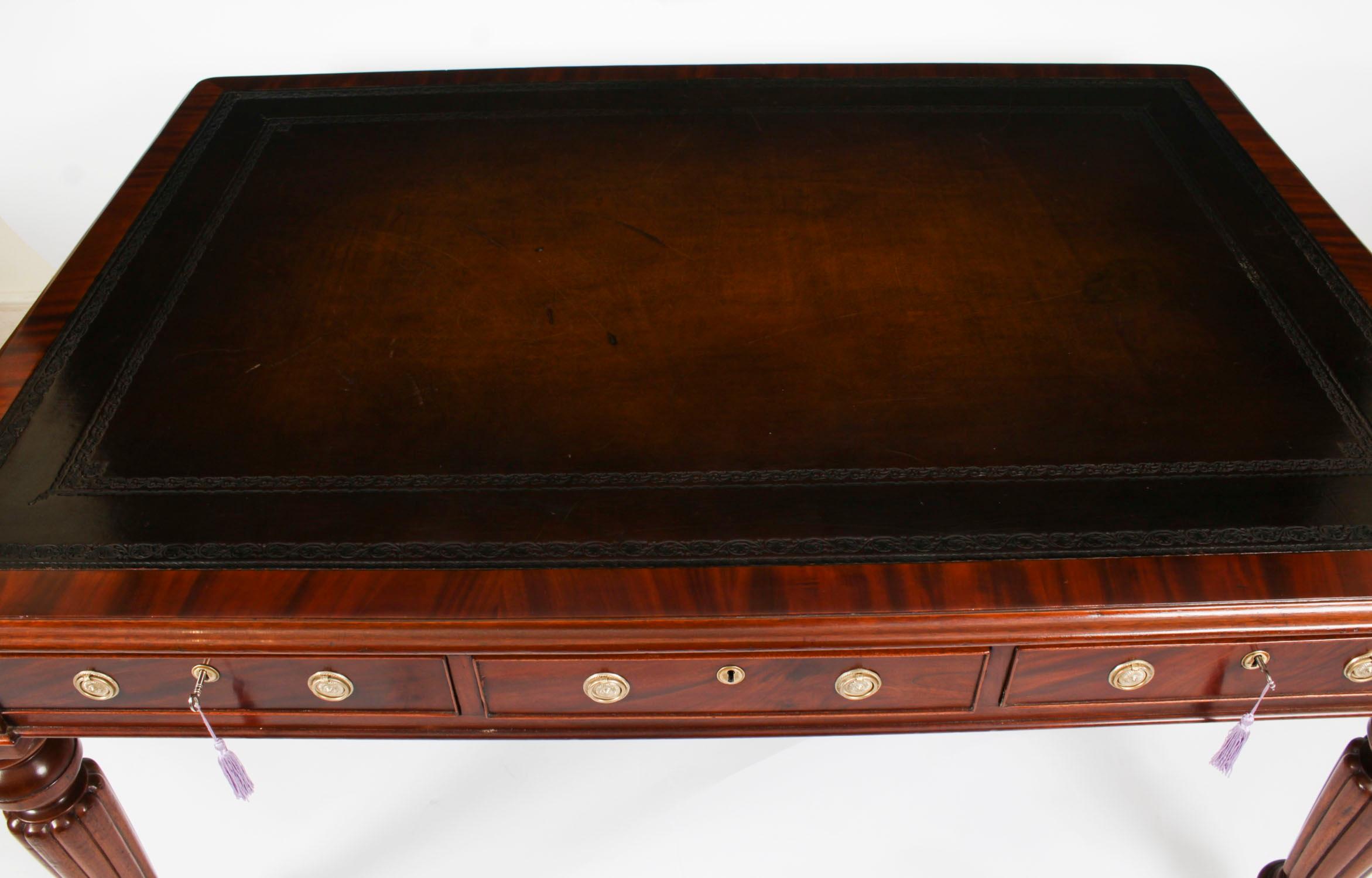 Antique 5ft William IV 6 Drawer Partners library Writing Table Desk 19th Century 1