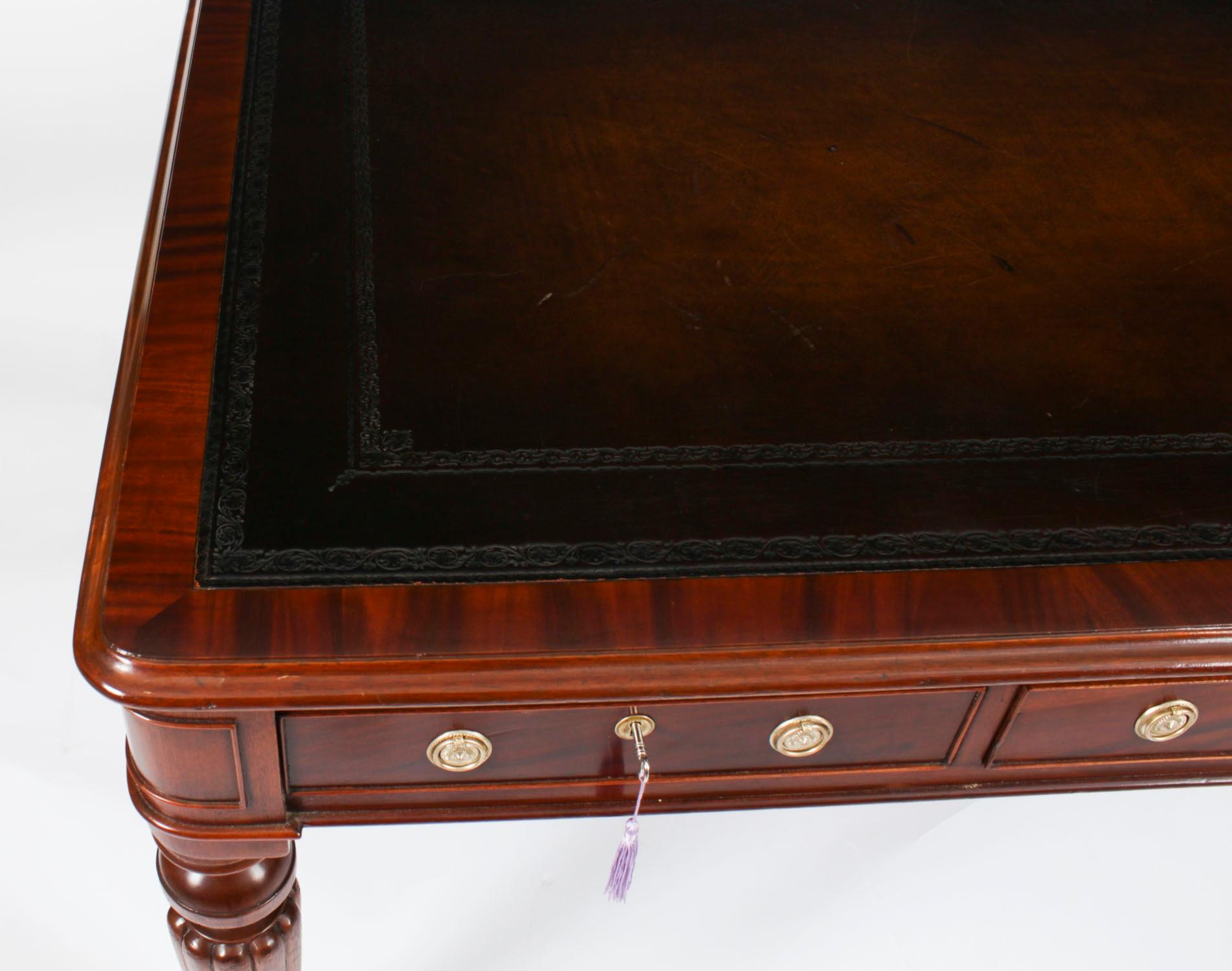 Antique 5ft William IV 6 Drawer Partners library Writing Table Desk 19th Century 2