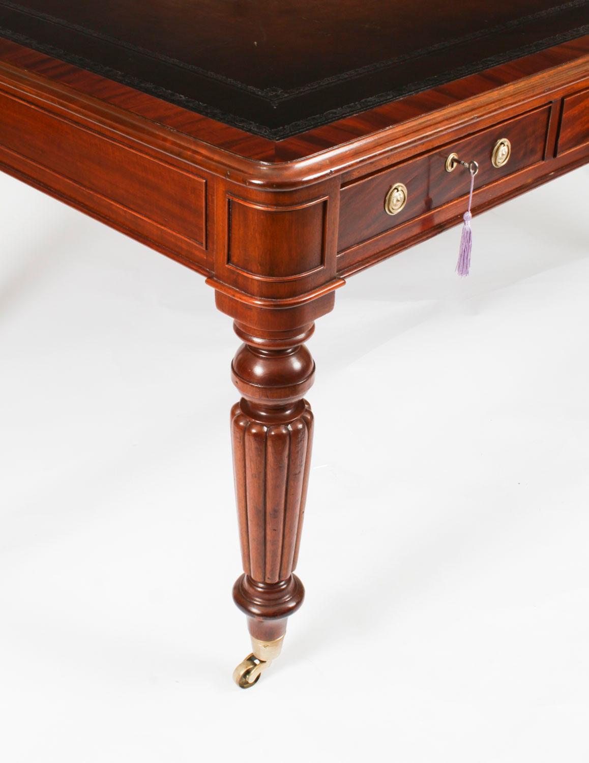 Antique 5ft William IV 6 Drawer Partners library Writing Table Desk 19th Century 3