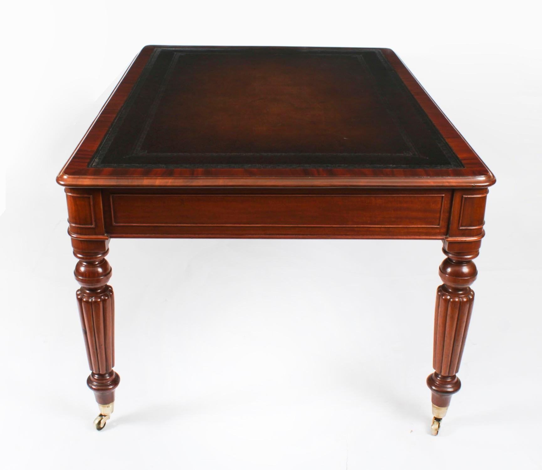 Antique 5ft William IV 6 Drawer Partners library Writing Table Desk 19th Century 4