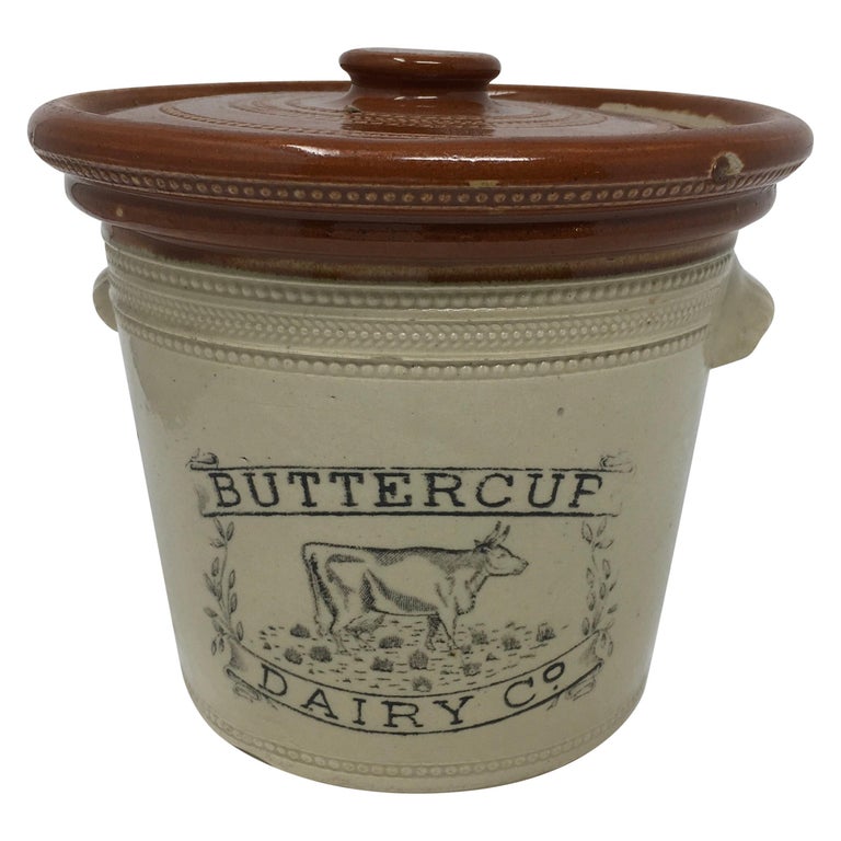 Antique 5lb. Buttercup Dairy Co. Butter Crock at 1stDibs