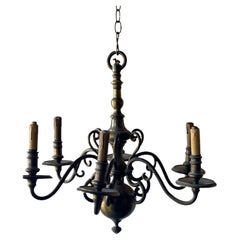 Vintage 6-arm Brass Chandelier