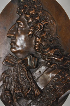 Antike Bronze Relief kleine Plakette Medaille der elisabethanischen Gentleman