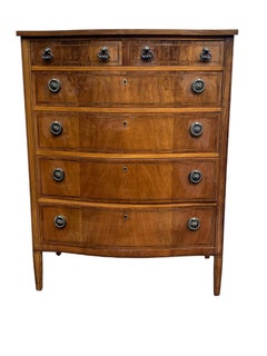 Antique 6 Drawer Dresser Dovetail Solid Wood Drawers. With Burl Veneer