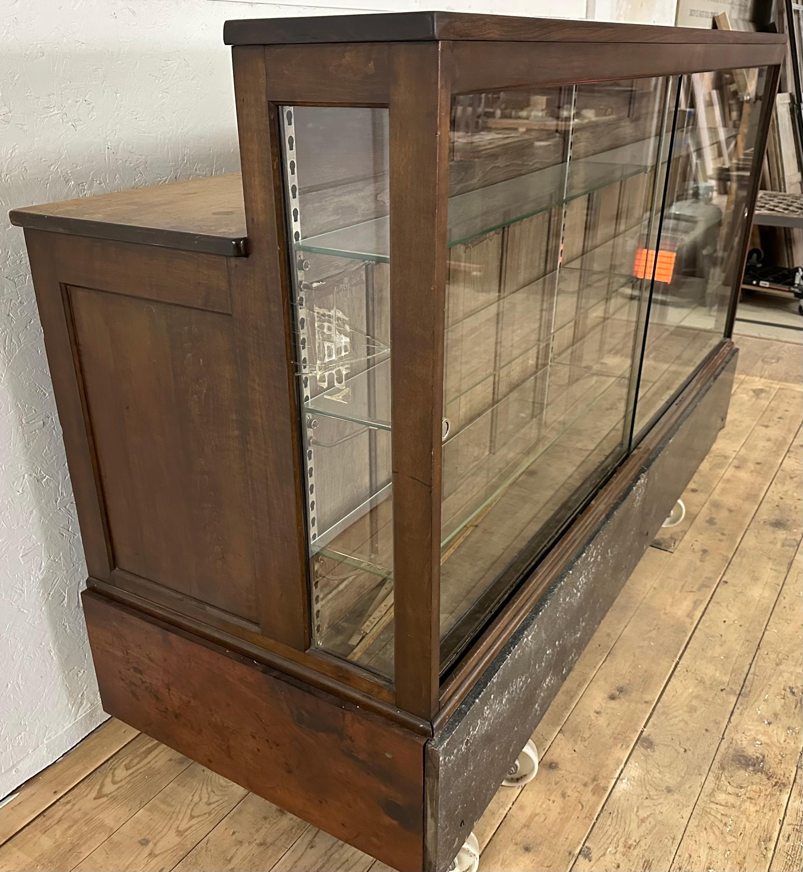 Glass Antique Store Counter Showcase Display Cabinet and Workstation